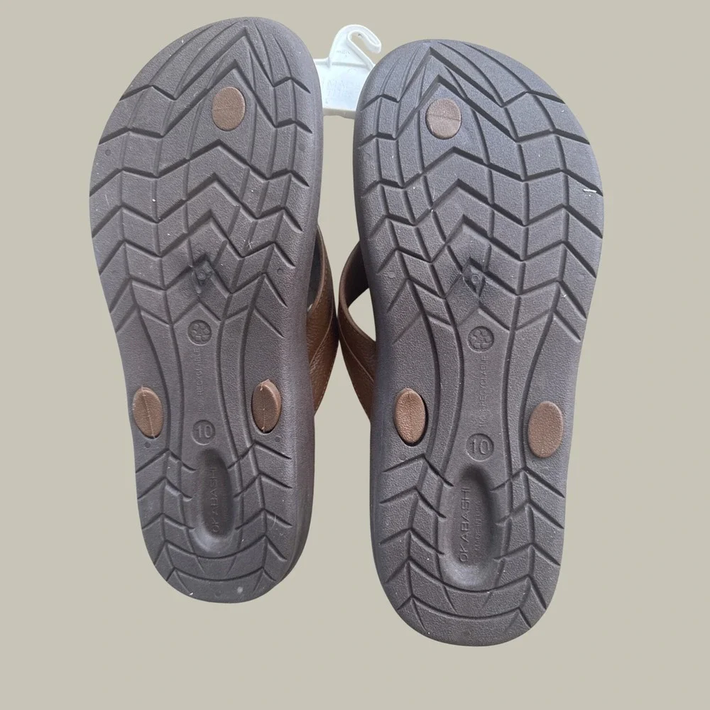 Okabashi Mens Voyager Brown Toffee Flip Flop Sandals Size 10 Made in USA NEW
